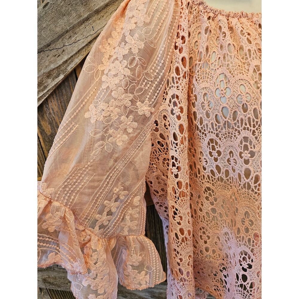 Nwt cato plus size 18 / 20 pink open lace tunic see through layering teacher top - Picture 2 of 9